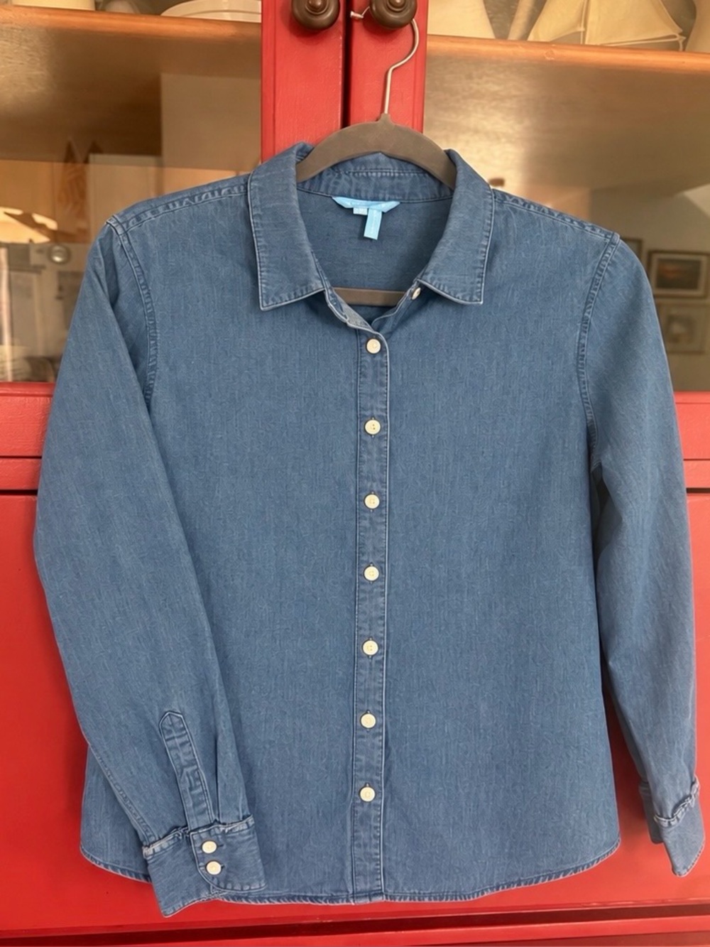 Draper James Denim-Style Button-Down Shirt in Blue